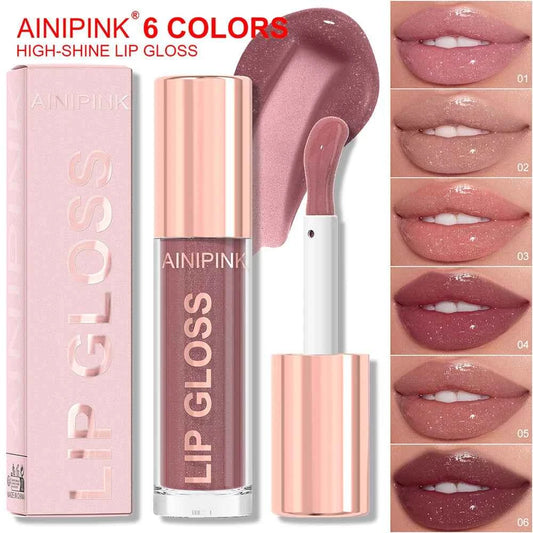 Glitter Lip Gloss Lipstick, Lip Tint Moisturizing Hydrating Long Lasting Non-Stick Cup Waterproof Nude Lip Plumper High Pigment