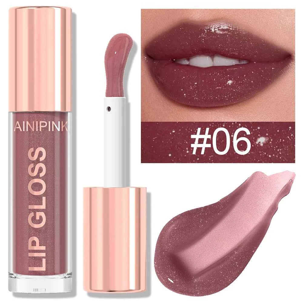 Glitter Lip Gloss Lipstick, Lip Tint Moisturizing Hydrating Long Lasting Non-Stick Cup Waterproof Nude Lip Plumper High Pigment