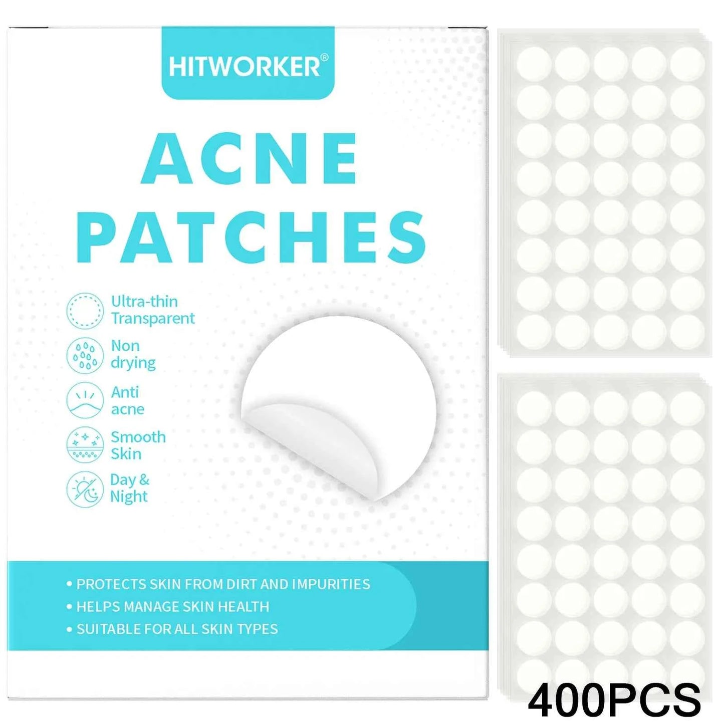 40/400 Pieces Hydrocolloid Acne Patches per Box Alcohol-Free Gentle Non-Irritating Blemish Covering Sticker for Pimples