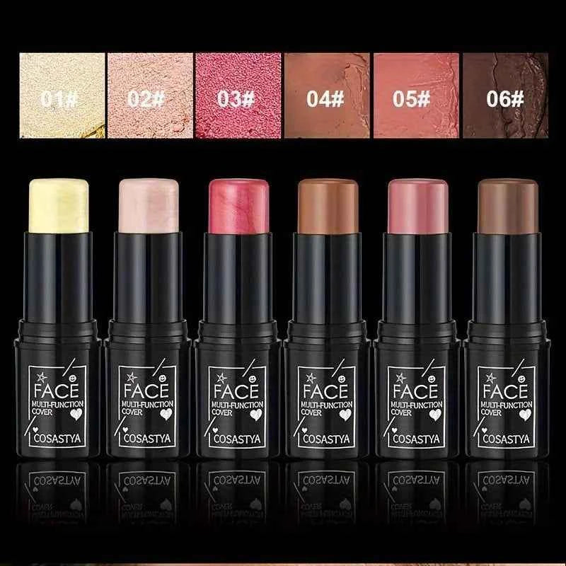 Three-in-one color multi-function waterproof makeup stick natural face multi-function: Blush, Eye Shadow, Bloom, lasting all day