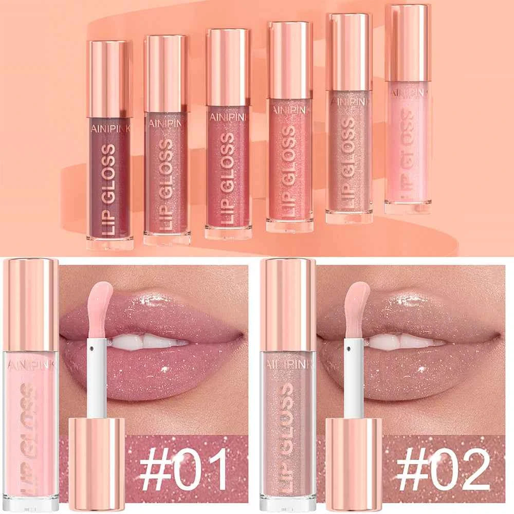 Glitter Lip Gloss Lipstick, Lip Tint Moisturizing Hydrating Long Lasting  Non-Stick Cup Waterproof Nude Lip Plumper High Pigment