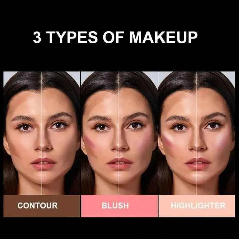 Three-in-one color multi-function waterproof makeup stick natural face multi-function: Blush, Eye Shadow, Bloom, lasting all day