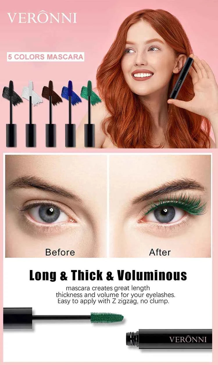 7 color quick-drying mascara thick curling waterproof and sweat-proof color mascara multi-color non-smudge curling mascara