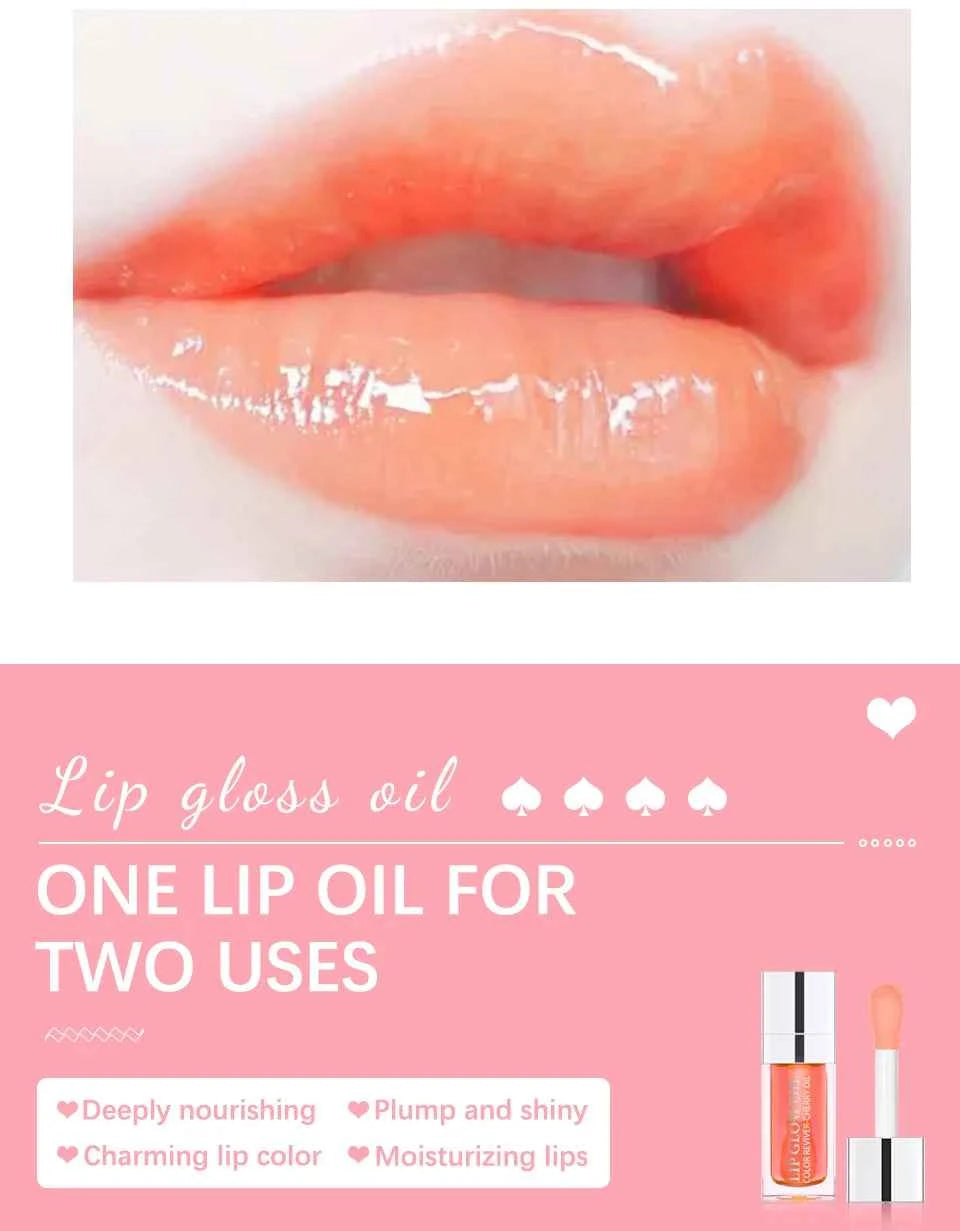 Crystal Jelly Moisturizing Lip Oil Plumping Lip Gloss Makeup Sexy Plump Lip Glow Oil Tinted Lip Plumper