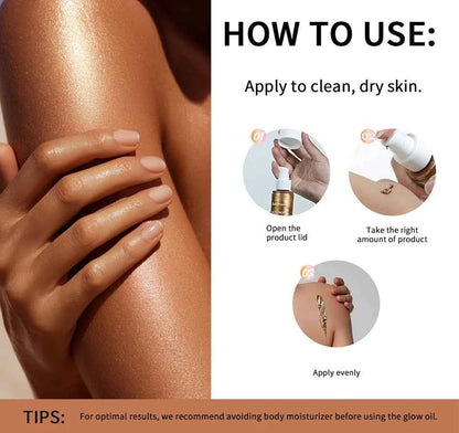 Lakerain Glowmotions Glow Body Oil 100ml Long Lasting Hydrating Shimmer Bronze Non-Greasy Summer Body Care Glow Oil Makeup